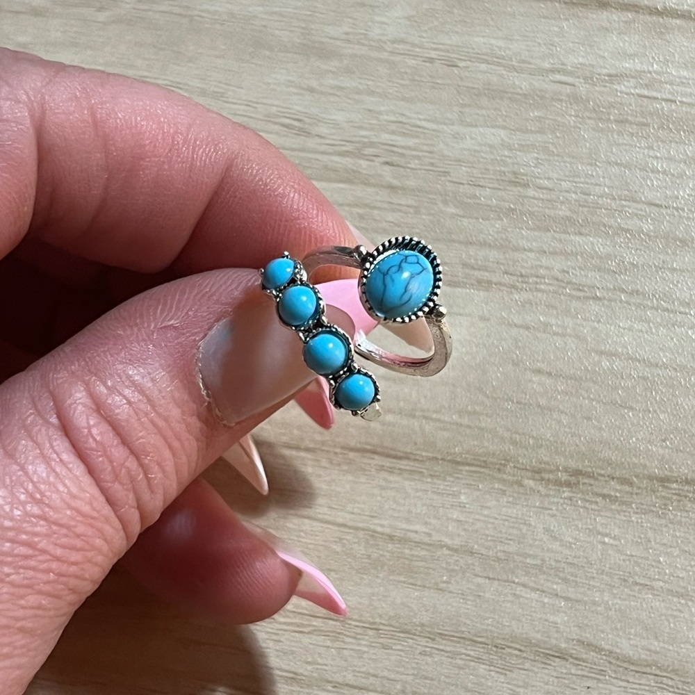 Turquoise Stone Silver-Accent Ring - Turquoise - image 1